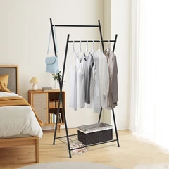 main image Stora Gantungan Pakaian Dengan Rak Penyimpanan X Shape - Hitam