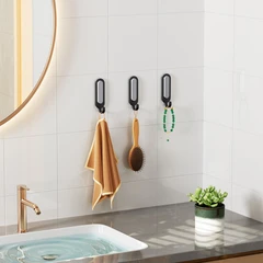 main image Stora Set 4 Pcs Gantungan Pakaian Dinding Baja Removable - Hitam