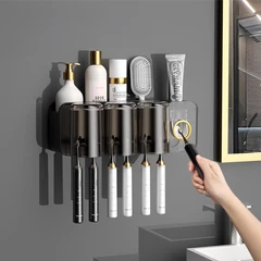 main image Stora Tempat Sikat Gigi Dengan 3 Gelas - Hitam