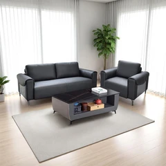 Informa Ford Set Sofa Kulit 1 & 3 Seater - Hitam