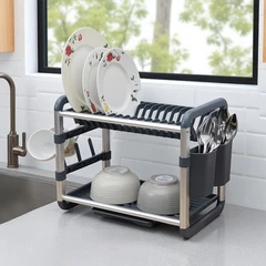 main image Stora Maxwell Rak Piring 2 Tingkat - Abu-Abu