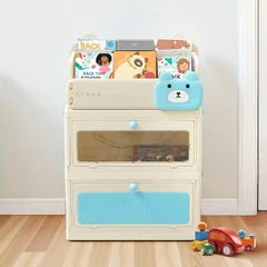 main image Stora Rak Buku Anak Dengan 2 Laci Bear - Biru