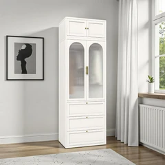 Informa Jolene Lemari Pakaian Dengan Upper 2 Pintu Kaca - Krem