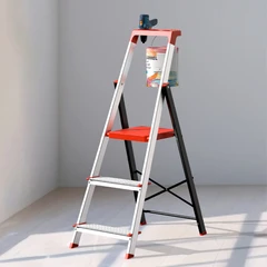 main image Fixstep 1.1 Mtr Tangga Lipat Besi Dengan Tray 3 Step - Silver