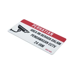 main image Azko 10x20 Cm Stiker Anodized Sign Area Ini Berada Dalam Pengawasan Cctv 24 Jam - Putih