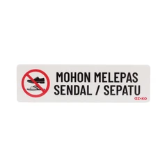 main image Azko 7.5x26 Cm Stiker Anodized Sign Mohon Melepas Sendal/Sepatu - Putih