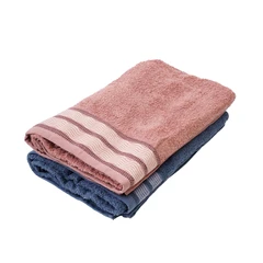 main image Forhom 70x137 Cm Set 2 Pcs Handuk Mandi - Biru Jeans/Pink Rose