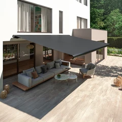 main image Soleil 4x3 Mtr Atap Kanopi Tarik Full Cassette Motoric Led - Abu-Abu