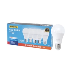 main image Krisbow Lumi Gen-2 Bohlam Led 11 Watt 1230 Lumens Cool Daylight E27 Set 5 Pcs - Putih