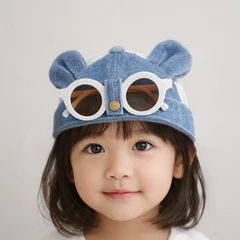 main image Ataru Topi Anak Dengan Kacamata & Ears - Biru Denim