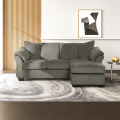 Ashley Darcy-5 Sofa L Sectional Fabric 4 Seater - Abu-Abu