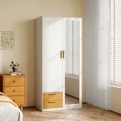 main image Stora Lemari Pakaian Japandi 2 Pintu Dengan 2 Laci 90x50x195 Cm - Putih