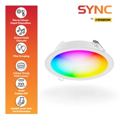main image Krisbow Sync Smart Lampu Downlight Led Rgbcw 14 Watt 6 Inch - Putih