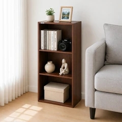 main image Stora Rak Buku 3 Tingkat - Cokelat Walnut