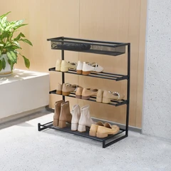 main image Stora Rak Sepatu Dengan Storage 3 Tingkat 68x35.5x76 cm - Hitam