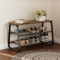 main image Stora Rak Sepatu Dengan Bench 1 Tingkat 80x38x48 cm - HItam
