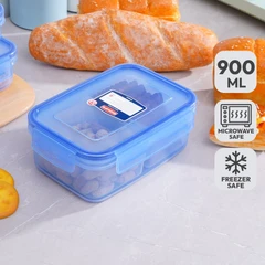 Komax Biokips Kotak Makanan Dengan 2 Sekat Rectangle 900 ml - Biru