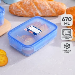 Komax Biokips Kotak Makanan Dengan 2 Sekat Rectangle 670 ml - Biru