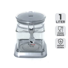 main image Kris Stoples Makanan Plastik Persegi 1 Ltr - Silver