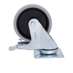 main image Krisbow 100mm Roda Troli Dengan Rem - Abu Abu