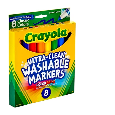 Gambar Crayola Set 8 Pcs Spidol Washable Broad Line Ultra Clean - Mix