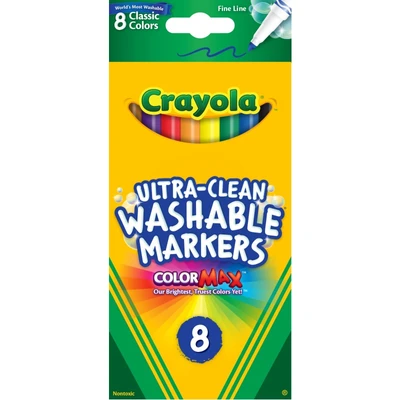 Gambar Crayola Spidol 8 Warna Washable Ultra Clean Fine Line Classic - Mix