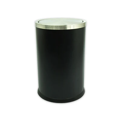Gambar Krisbow Tempat Sampah Tutup Swing Stainless Steel Round 9 Liter - Hitam