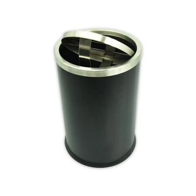 Gambar Krisbow Tempat Sampah Tutup Swing Stainless Steel Round 9 Liter - Hitam