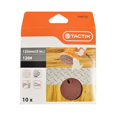 Gambar Tactix Set Pad Amplas 120 Grit 125 mm 10 Pcs