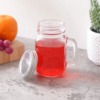 Gambar Delicia Mason Mug Kaca 473 ml Set 4 pcs Transparan