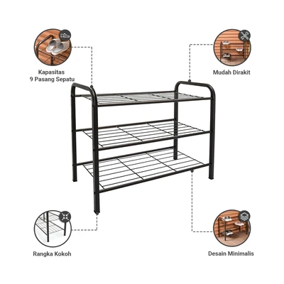Gambar Informa Barton Rak Sepatu 3 Tingkat - Coklat Tua