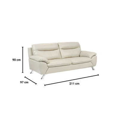 Gambar Ferrara Biella Sofa Kulit 3 Seater - Krem
