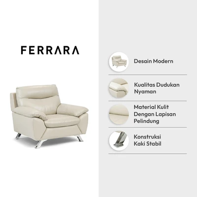 Gambar Ferrara Biella Sofa Kulit 1 Seater - Krem