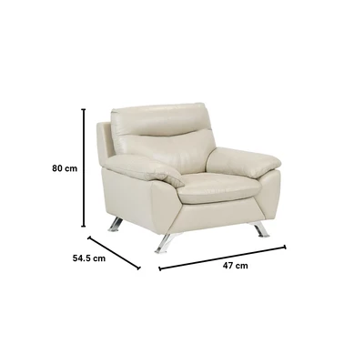 Gambar Ferrara Biella Sofa Kulit 1 Seater - Krem