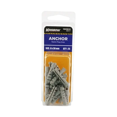 Gambar Krisbow Angkur Sekrup Nilon Plug 6x30mm 25 pcs - Abu Abu