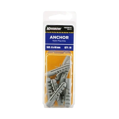 Gambar Krisbow Angkur Sekrup Nylon Plug 8x40mm 10 pcs - Abu-Abu