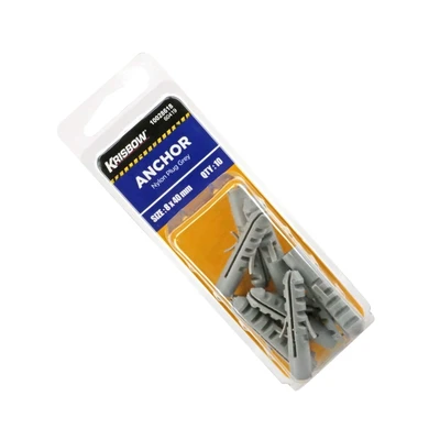 Gambar Krisbow Angkur Sekrup Nylon Plug 8x40mm 10 pcs - Abu-Abu