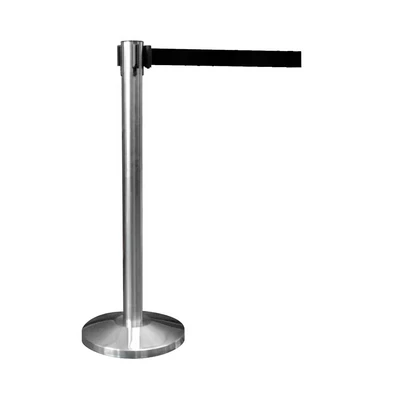 Gambar Krisbow Tiang Antrian Stainless Steel Dengan Tali - Hitam/Silver