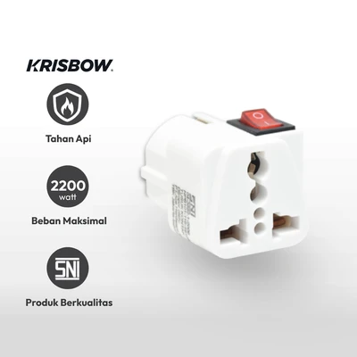 Gambar Krisbow Steker Arde Adaptor Travel Dengan Switch - Putih