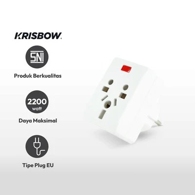 Gambar Krisbow Steker Arde Adaptor Travel Multi 2 Pin - Putih