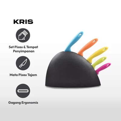 Gambar Kris Set 6 Pcs Pisau Dapur Dengan Block Penyimpanan