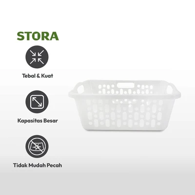 Gambar Stora 65x45x27 Cm Keranjang Laundry Serbaguna - Putih