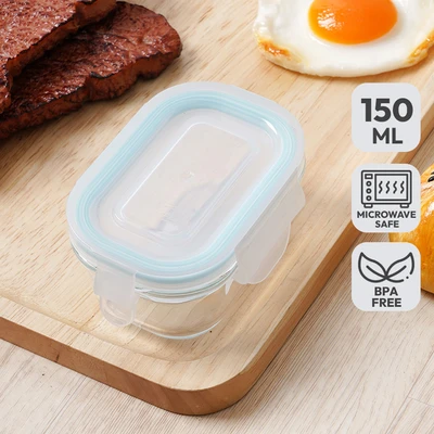 Gambar Glasslock Wadah Makanan Rectangle 150 ml Transparan Random