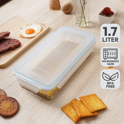 Gambar Glasslock Wadah Makanan Rectangle 1.7 Liter Transparan Random