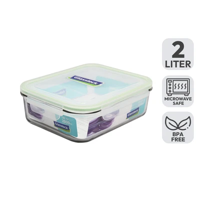 Gambar Glasslock Wadah Makanan Rectangle 2 Liter Transparan Random