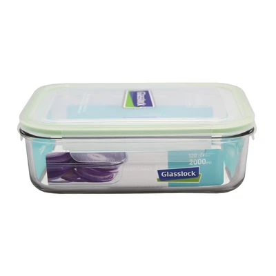 Gambar Glasslock Wadah Makanan Rectangle 2 Liter Transparan Random