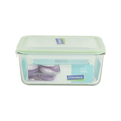 Gambar Glasslock Wadah Makanan Rectangle 1.9 Liter Transparan Random