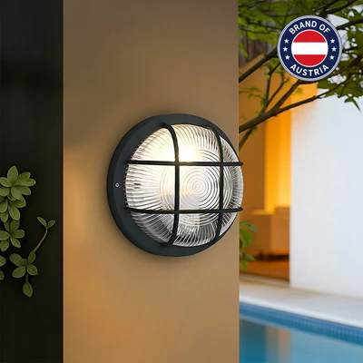 Gambar Eglo Anola Lampu Dinding Outdoor Round E27 - Hitam