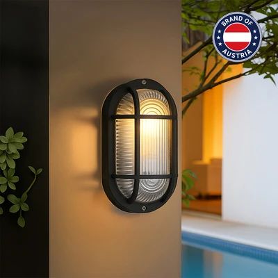 Gambar Eglo Anola Lampu Dinding Outdoor Oval E27 - Hitam