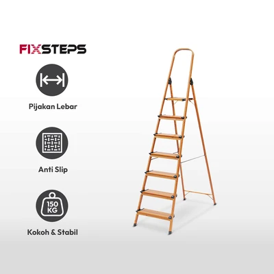 Gambar Fixsteps Tangga Lipat Aluminium 7 Wide Steps Motif Kayu